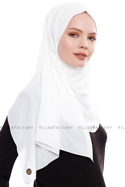 Yara - Hvit Praktisk One Piece Crepe Hijab