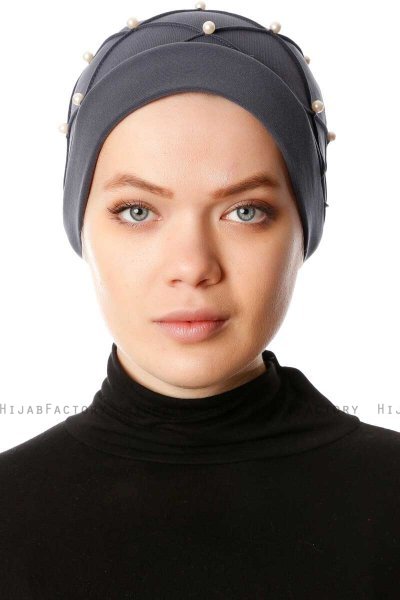 Yaren - Antrasitt Crepe Chiffon Turban - Sehr-i Sal