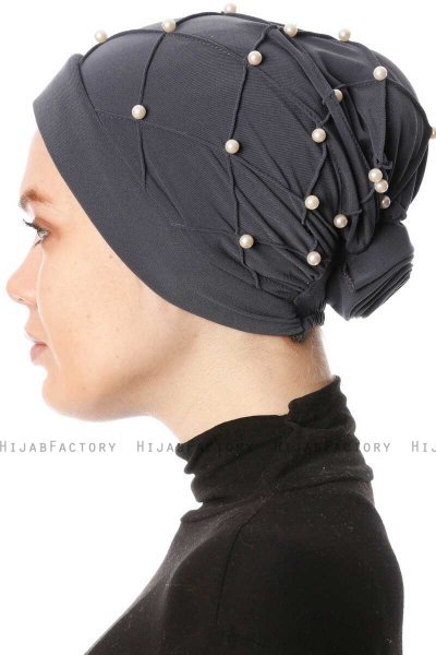 Yaren - Antrasitt Crepe Chiffon Turban - Sehr-i Sal
