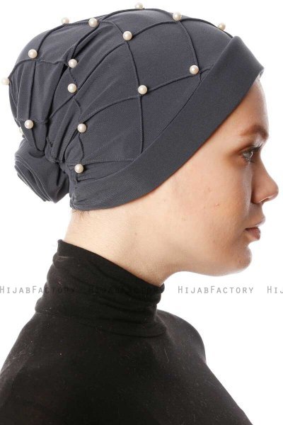 Yaren - Antrasitt Crepe Chiffon Turban - Sehr-i Sal