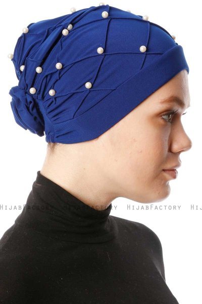 Yaren - Blå Crepe Chiffon Turban - Sehr-i Sal