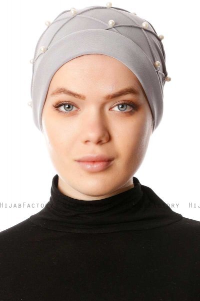 Yaren - Grå Crepe Chiffon Turban - Sehr-i Sal
