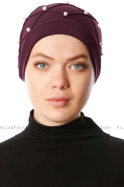 Yaren - Lilla Crepe Chiffon Turban - Sehr-i Sal