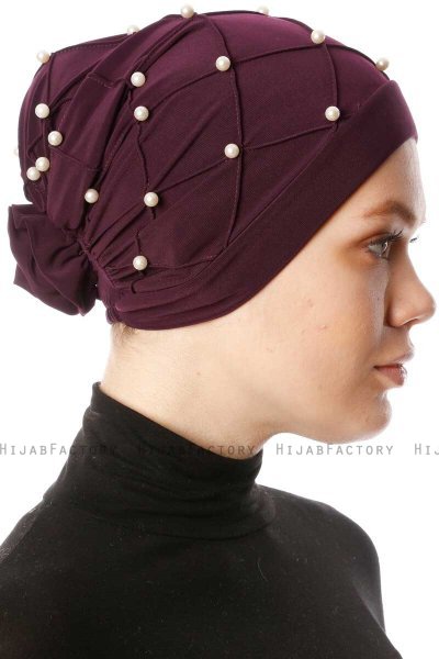 Yaren - Lilla Crepe Chiffon Turban - Sehr-i Sal
