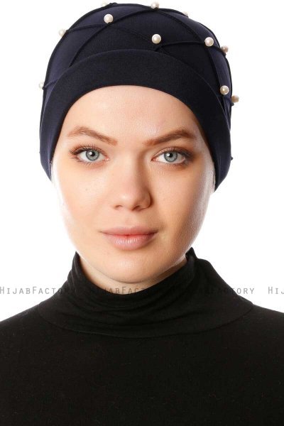 Yaren - Marineblå Crepe Chiffon Turban - Sehr-i Sal