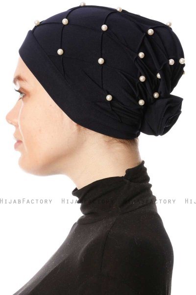 Yaren - Marineblå Crepe Chiffon Turban - Sehr-i Sal
