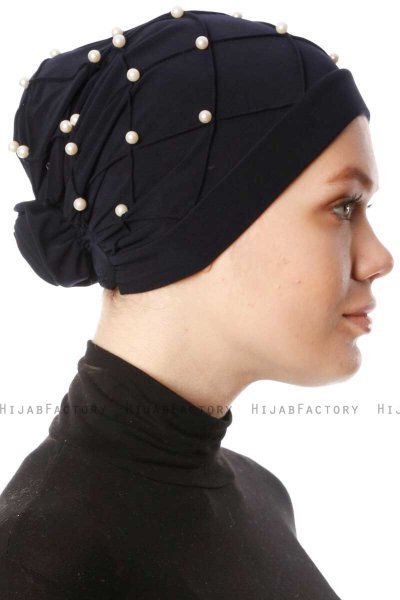 Yaren - Marineblå Crepe Chiffon Turban - Sehr-i Sal