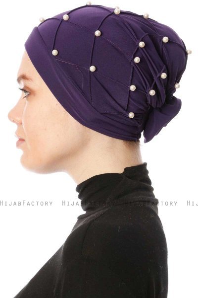 Yaren - Mørk Lilla Crepe Chiffon Turban - Sehr-i Sal