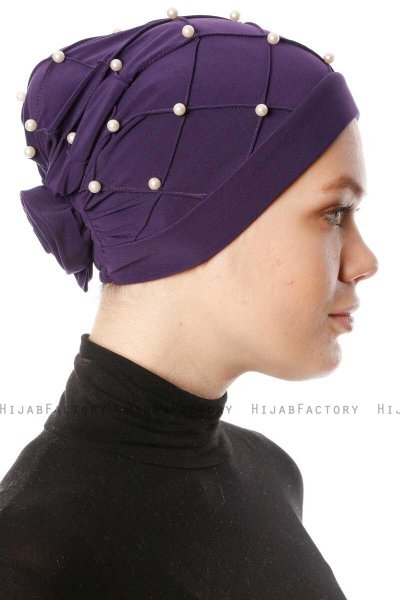 Yaren - Mørk Lilla Crepe Chiffon Turban - Sehr-i Sal