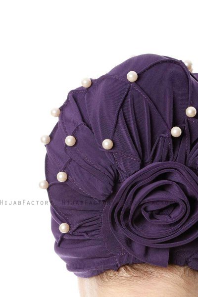Yaren - Mørk Lilla Crepe Chiffon Turban - Sehr-i Sal