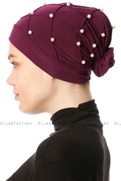 Yaren - Plomme Crepe Chiffon Turban - Sehr-i Sal