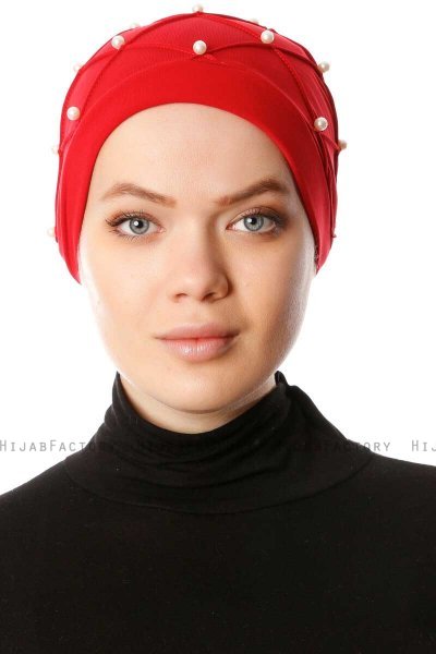 Yaren - Rød Crepe Chiffon Turban - Sehr-i Sal