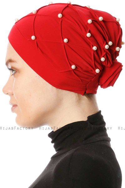 Yaren - Rød Crepe Chiffon Turban - Sehr-i Sal