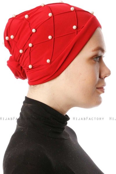 Yaren - Rød Crepe Chiffon Turban - Sehr-i Sal