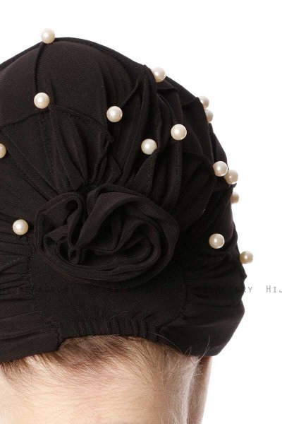 Yaren - Svart Crepe Chiffon Turban - Sehr-i Sal