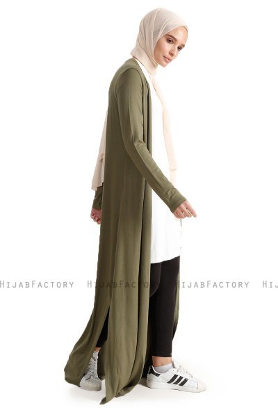 Yasmin - Khaki Lang Cardigan