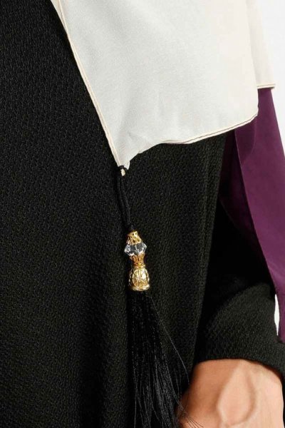 Yelda Lila & Creme Chiffon Hijab Sjal Madame Polo 130037-5