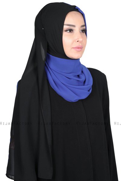 Ylva - Blå & Svart Praktisk Chiffon Hijab