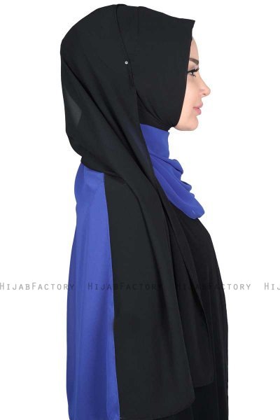 Ylva - Blå & Svart Praktisk Chiffon Hijab