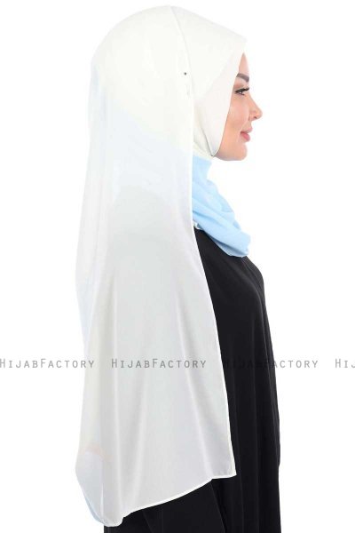 Ylva - Creme & Lyseblå Praktisk Chiffon Hijab