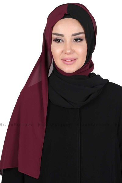 Ylva - Plomme & Svart Praktisk Chiffon Hijab