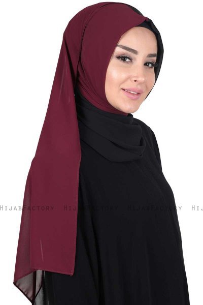 Ylva - Plomme & Svart Praktisk Chiffon Hijab