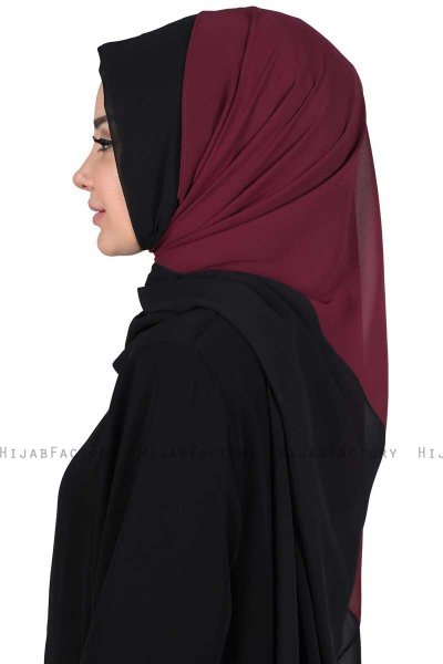 Ylva - Plomme & Svart Praktisk Chiffon Hijab
