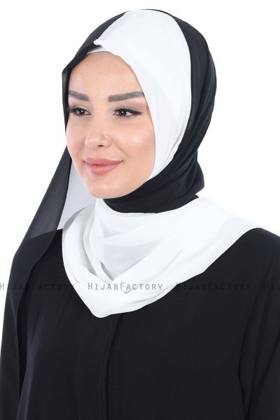 Ylva - Hvit & Svart Praktisk Chiffon Hijab