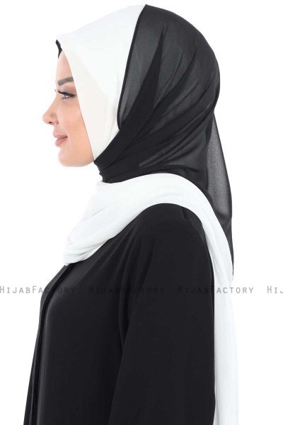 Ylva - Hvit & Svart Praktisk Chiffon Hijab