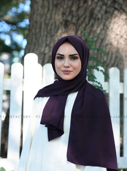 Zahra - Aubergine Crepe Hijab - Mirach