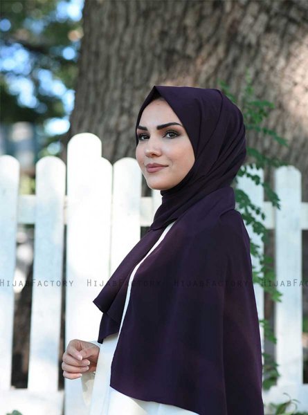 Zahra - Aubergine Crepe Hijab - Mirach