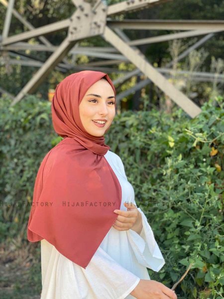 Zahra - Mursteinsrød Crepe Hijab - Mirach