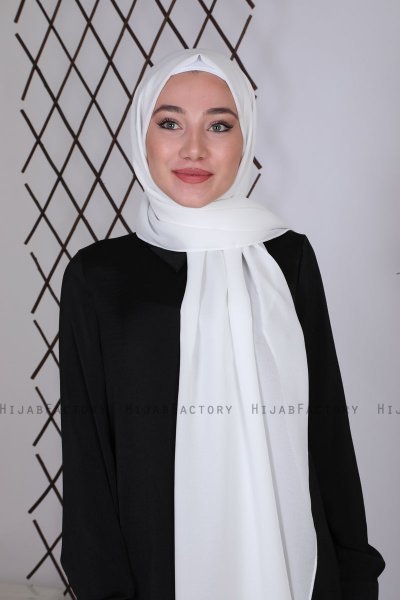 Zahra - Hvit Crepe Hijab - Mirach