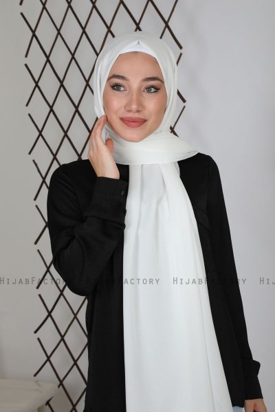 Zahra - Hvit Crepe Hijab - Mirach