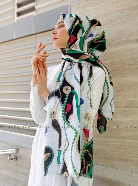 Zerline - Grønn Mønstret Hijab - Sal Evi