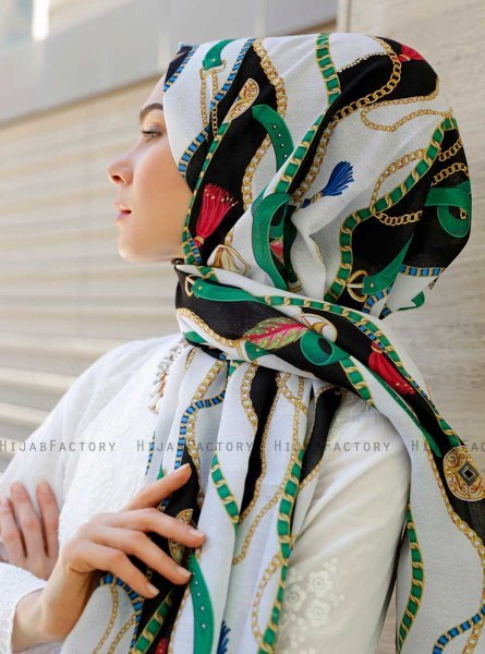 Zerline - Grønn Mønstret Hijab - Sal Evi