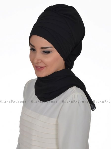 Zoe Svart Chiffon Turban Ayse Turban 322801c