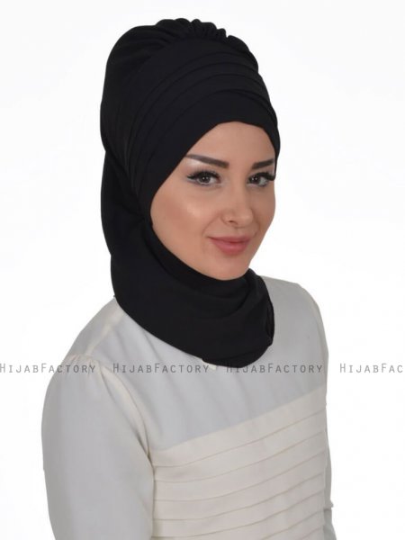 Zoe Svart Chiffon Turban Ayse Turban 322801d
